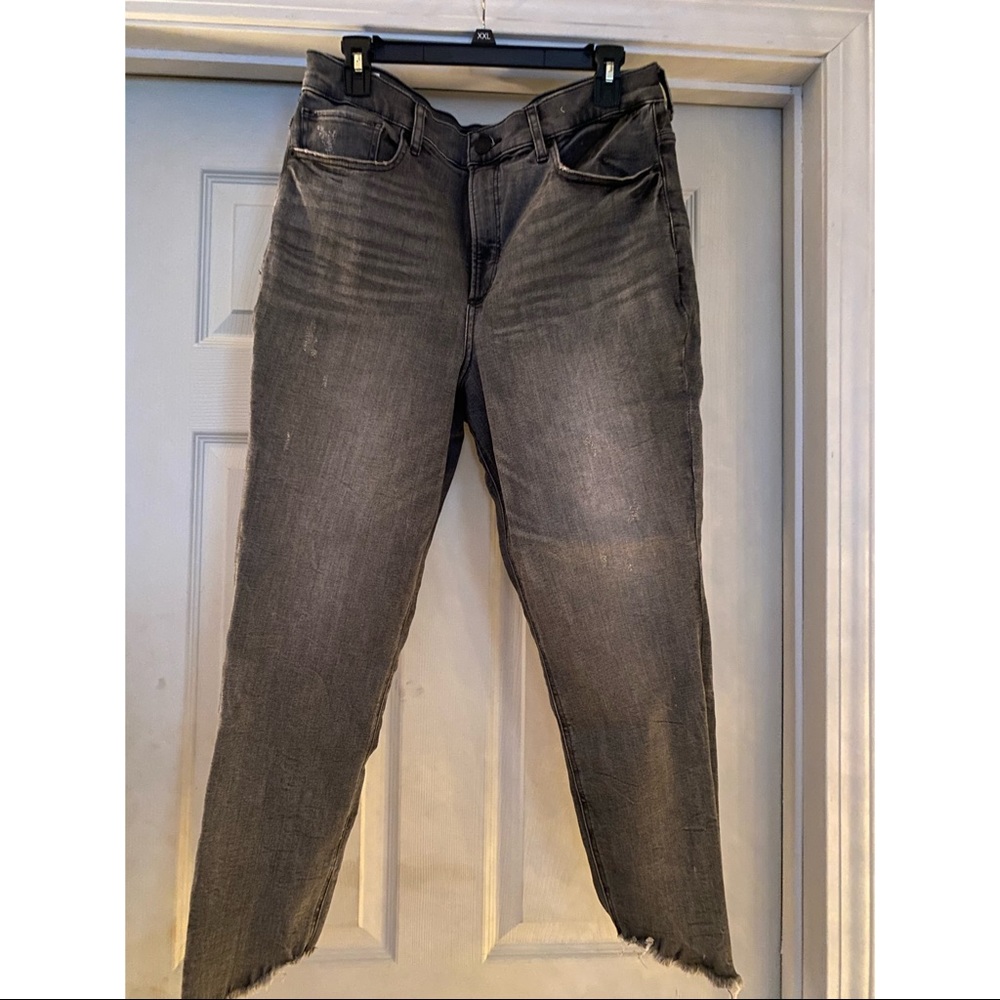 Grayish black cropped jeans, stretch